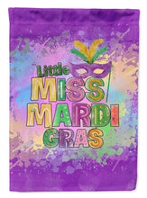 Load image into Gallery viewer, Little Miss Mardi Gras Garden Flag – Decorative Outdoor Yard Flag