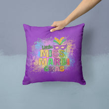 Load image into Gallery viewer, Little Miss Mardi Gras Throw Pillow - 14x14 Decorative Pillow – Art for Your Home &amp; Patio