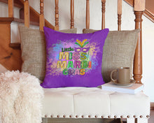 Load image into Gallery viewer, Little Miss Mardi Gras Throw Pillow - 14x14 Decorative Pillow – Art for Your Home &amp; Patio