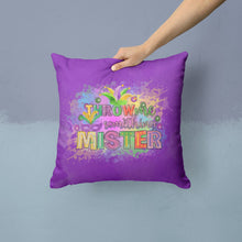 Load image into Gallery viewer, Throw me Somethin Mister Mardi Gras Throw Pillow - 14x14 Decorative Pillow – Art for Your Home &amp; Patio
