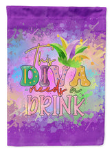 Load image into Gallery viewer, This Diva needs a Drink Mardi Gras Garden Flag – Decorative Outdoor Yard Flag