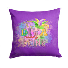 Load image into Gallery viewer, This Diva needs a Drink Mardi Gras Throw Pillow - 14x14 Decorative Pillow – Art for Your Home &amp; Patio