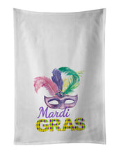 Load image into Gallery viewer, Purple Mask Mardi Gras White Kitchen Towel Set of 2 Dish Towels