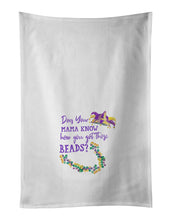 Load image into Gallery viewer, Does your Mother Know Mardi Gras White Kitchen Towel Set of 2 Dish Towels