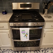 Load image into Gallery viewer, Happy Mardi Gras White Kitchen Towel Set of 2 Dish Towels
