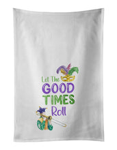 Load image into Gallery viewer, Let the Good Times Roll Mardi Gras White Kitchen Towel Set of 2 Dish Towels