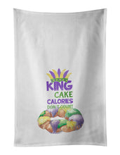 Load image into Gallery viewer, King Cake Calories Don't Count Mardi Gras White Kitchen Towel Set of 2 Dish Towels