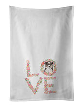 Load image into Gallery viewer, Tricolor Border Collie Puppy Love White Kitchen Towel Set of 2 Dish Towels
