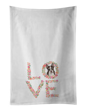 Load image into Gallery viewer, Boston Terrier Puppy #3 Love White Kitchen Towel Set of 2 Dish Towels