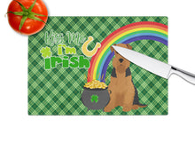 Load image into Gallery viewer, Black and Tan Airedale Terrier St. Patrick's Day Glass Cutting Boards – Durable, Decorative Kitchen Art Large