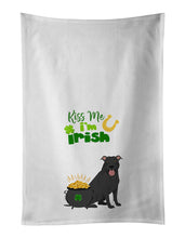 Load image into Gallery viewer, Black Pit Bull Terrier St. Patrick's Day White Kitchen Towel Set of 2 Dish Towels