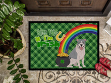 Load image into Gallery viewer, Blue and White Pit Bull Terrier St. Patrick's Day Doormat - 24x36 Decorative Floor Mat – Indoor/Outdoor Rug with Artistic Flair