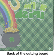 Load image into Gallery viewer, Blue and White Pit Bull Terrier St. Patrick's Day Glass Cutting Boards – Durable, Decorative Kitchen Art Large