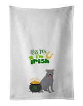 Load image into Gallery viewer, Blue Pit Bull Terrier St. Patrick's Day White Kitchen Towel Set of 2 Dish Towels