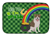 Load image into Gallery viewer, Fawn Brindle Pit Bull Terrier St. Patrick's Day Dish Drying Mat – Absorbent, Artistic Kitchen Essentials