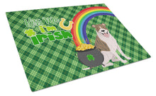 Load image into Gallery viewer, Fawn Brindle Pit Bull Terrier St. Patrick's Day Glass Cutting Boards – Durable, Decorative Kitchen Art Large