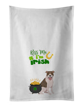 Load image into Gallery viewer, Fawn Brindle Pit Bull Terrier St. Patrick's Day White Kitchen Towel Set of 2 Dish Towels