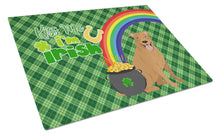 Load image into Gallery viewer, Red Pit Bull Terrier St. Patrick's Day Glass Cutting Boards – Durable, Decorative Kitchen Art Large