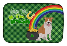 Load image into Gallery viewer, Red and White Pit Bull Terrier St. Patrick's Day Dish Drying Mat – Absorbent, Artistic Kitchen Essentials