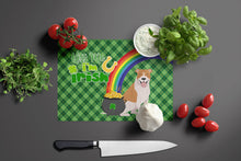 Load image into Gallery viewer, Red and White Pit Bull Terrier St. Patrick's Day Glass Cutting Boards – Durable, Decorative Kitchen Art Large