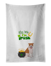Load image into Gallery viewer, Red and White Pit Bull Terrier St. Patrick's Day White Kitchen Towel Set of 2 Dish Towels
