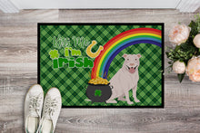 Load image into Gallery viewer, White Pit Bull Terrier St. Patrick's Day Doormat - 24x36 Decorative Floor Mat – Indoor/Outdoor Rug with Artistic Flair