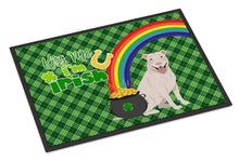 Load image into Gallery viewer, White Pit Bull Terrier St. Patrick's Day Doormat - 24x36 Decorative Floor Mat – Indoor/Outdoor Rug with Artistic Flair