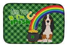 Load image into Gallery viewer, Black Tricolor Basset Hound St. Patrick's Day Dish Drying Mat – Absorbent, Artistic Kitchen Essentials