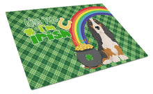Load image into Gallery viewer, Black Tricolor Basset Hound St. Patrick's Day Glass Cutting Boards – Durable, Decorative Kitchen Art Large