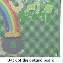 Load image into Gallery viewer, Lemon and White Tricolor Basset Hound St. Patrick's Day Glass Cutting Boards – Durable, Decorative Kitchen Art Large