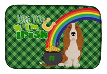 Load image into Gallery viewer, Red and White Tricolor Basset Hound St. Patrick's Day Dish Drying Mat – Absorbent, Artistic Kitchen Essentials