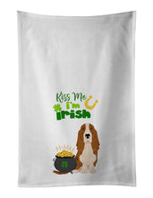 Load image into Gallery viewer, Red and White Tricolor Basset Hound St. Patrick's Day White Kitchen Towel Set of 2 Dish Towels