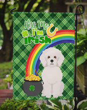 Load image into Gallery viewer, Bichon Frise St. Patrick's Garden Flag – "Kiss Me I’m Irish" with Pot of Gold &amp; Rainbow