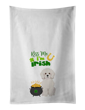 Load image into Gallery viewer, Bichon Frise St. Patrick's Day White Kitchen Towel Set of 2 Dish Towels
