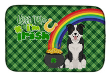 Load image into Gallery viewer, Black and White Border Collie St. Patrick's Day Dish Drying Mat – Absorbent, Artistic Kitchen Essentials