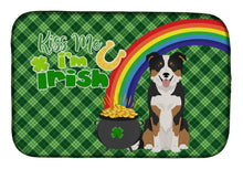 Load image into Gallery viewer, Tricolor Border Collie St. Patrick's Day Dish Drying Mat – Absorbent, Artistic Kitchen Essentials