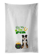 Load image into Gallery viewer, Tricolor Border Collie St. Patrick's Day White Kitchen Towel Set of 2 Dish Towels