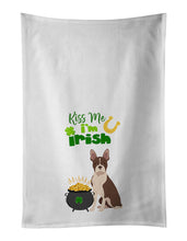 Load image into Gallery viewer, Red Boston Terrier St. Patrick's Day White Kitchen Towel Set of 2 Dish Towels