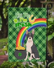 Load image into Gallery viewer, Black Boston Terrier St. Patrick's Garden Flag – "Kiss Me I’m Irish" with Pot of Gold &amp; Rainbow
