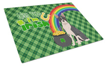 Load image into Gallery viewer, Black Boston Terrier St. Patrick's Day Glass Cutting Boards – Durable, Decorative Kitchen Art Large