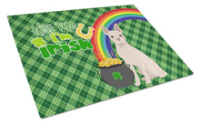 Load image into Gallery viewer, White Boston Terrier St. Patrick's Day Glass Cutting Boards – Durable, Decorative Kitchen Art Large
