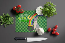 Load image into Gallery viewer, Blue Boston Terrier St. Patrick's Day Glass Cutting Boards – Durable, Decorative Kitchen Art Large