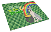 Load image into Gallery viewer, Blue Boston Terrier St. Patrick's Day Glass Cutting Boards – Durable, Decorative Kitchen Art Large