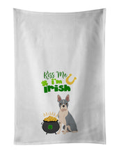 Load image into Gallery viewer, Blue Boston Terrier St. Patrick's Day White Kitchen Towel Set of 2 Dish Towels