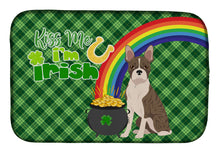 Load image into Gallery viewer, Brindle Boston Terrier St. Patrick's Day Dish Drying Mat – Absorbent, Artistic Kitchen Essentials