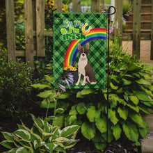 Load image into Gallery viewer, Brindle Boston Terrier St. Patrick's Garden Flag – "Kiss Me I’m Irish" with Pot of Gold &amp; Rainbow