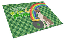 Load image into Gallery viewer, Brindle Boston Terrier St. Patrick's Day Glass Cutting Boards – Durable, Decorative Kitchen Art Large
