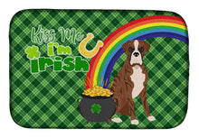 Load image into Gallery viewer, Natural Eared Red Brindle Boxer St. Patrick's Day Dish Drying Mat – Absorbent, Artistic Kitchen Essentials