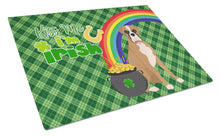 Load image into Gallery viewer, Natural Eared Fawn Boxer St. Patrick's Day Glass Cutting Boards – Durable, Decorative Kitchen Art Large