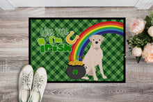 Load image into Gallery viewer, Natural Eared White Boxer St. Patrick's Day Doormat - 24x36 Decorative Floor Mat – Indoor/Outdoor Rug with Artistic Flair